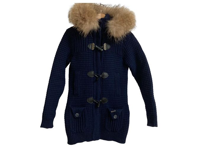 Autre Marque Casaco Duffle de malha com capuz Bark