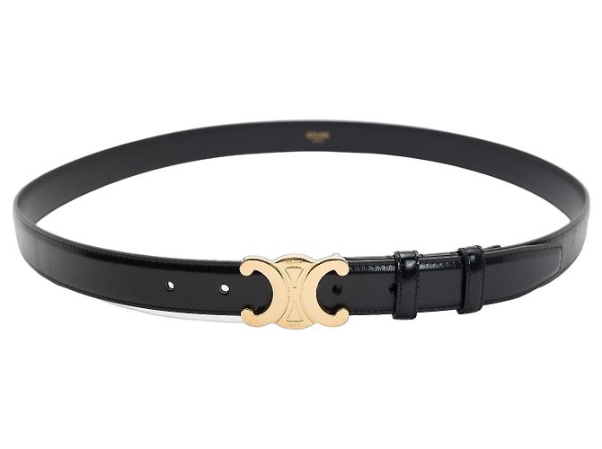Céline Ceinture Celine Triomphe 25mm Medium Cuir Noir Boucle Dorée