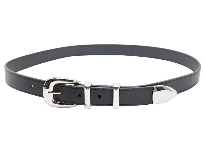 Céline Celine Medium Western Belt 25mm Black Leather Silver Buckle