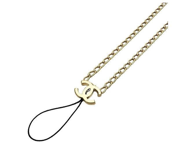 Collar de cadena larga dorada Chanel Coco Mark