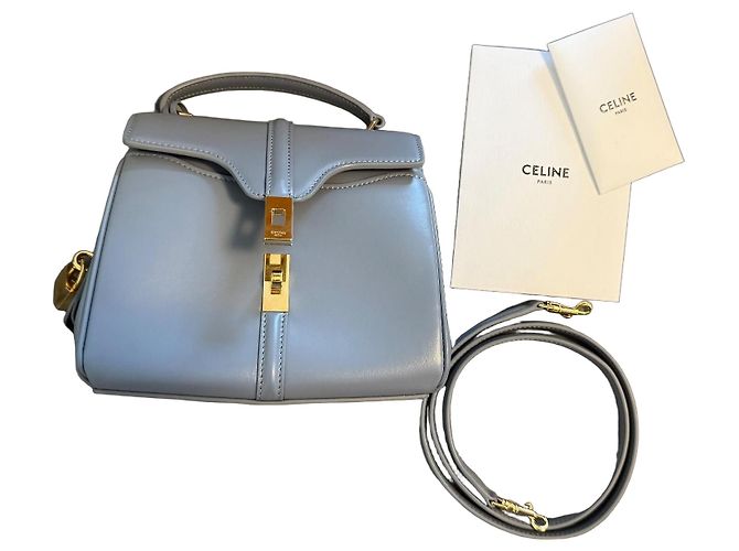Céline Bolsa Celine Couro Azul Claro