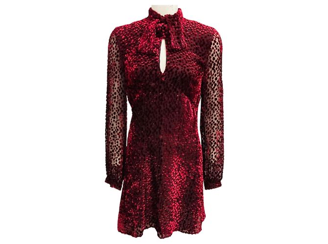 Autre Marque Mini abito in dévoré bordeaux Saint Laurent