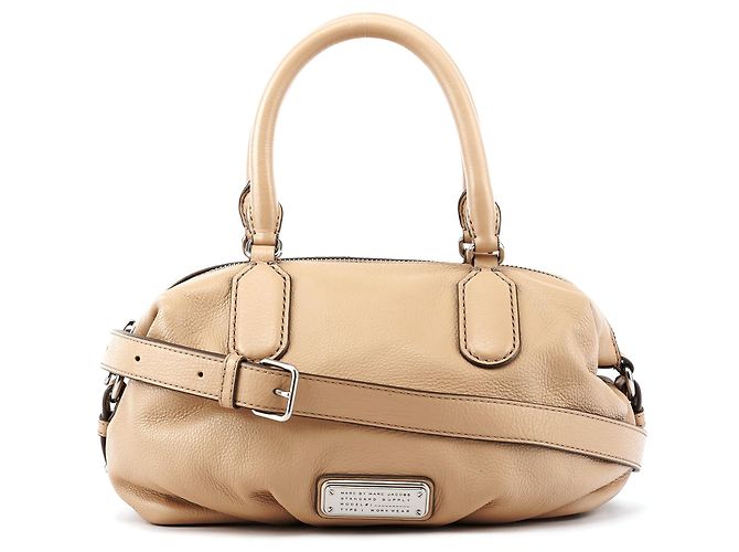 Marc by Marc Jacobs Bolsa Bowling 2-Way Classic Q em couro bege