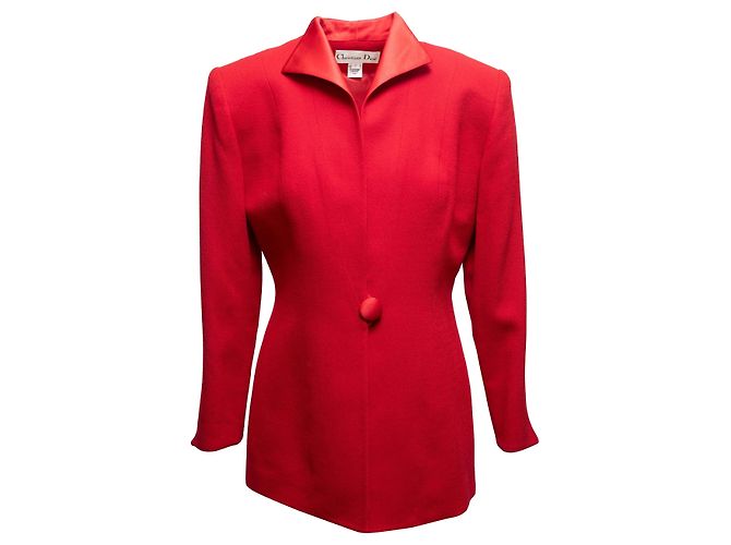 Rote Christian Dior Abendjacke mit Satinbesatz Größe US 6