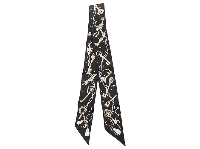 Twilly in seta Hermès Les Cles a Pois Nero