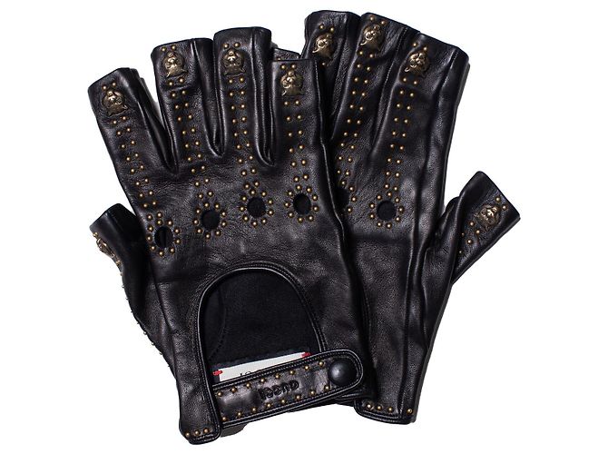 Gucci, Fingerless leather biker gloves