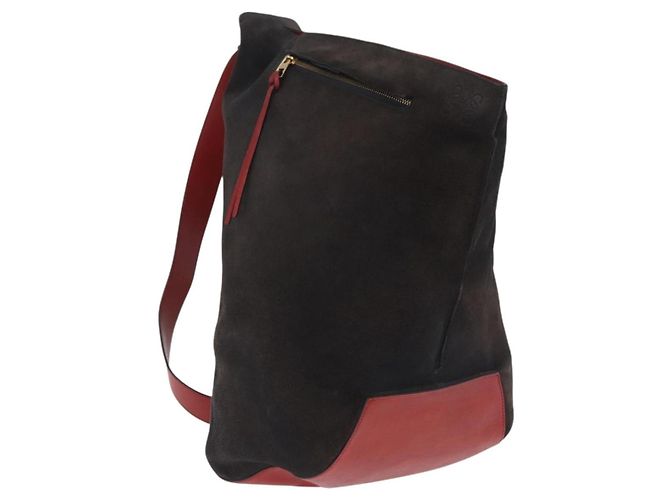 Loewe Anton Suede Briefcase Brown