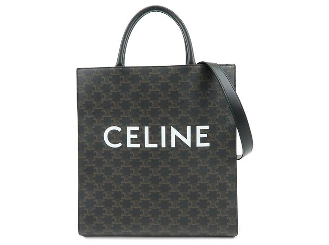 Céline Celine Vertical Cabas Triomphe Coated Canvas Medium