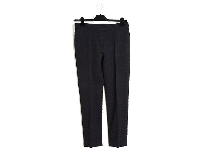 Dries Van Noten Pantalones de Algodón Texturizado - Azul Marino/Negro