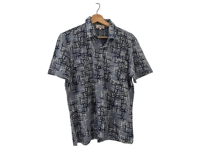 Hermès Hermes Camisa Estampada Algodão Azul