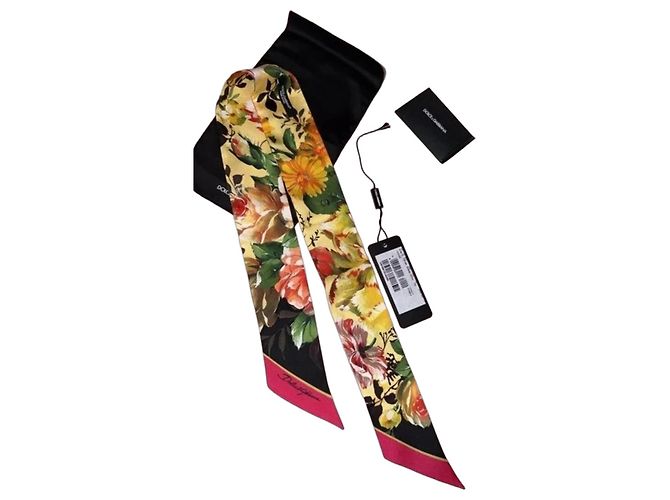 Dolce & Gabbana lenço de seda floral amarelo e rosa