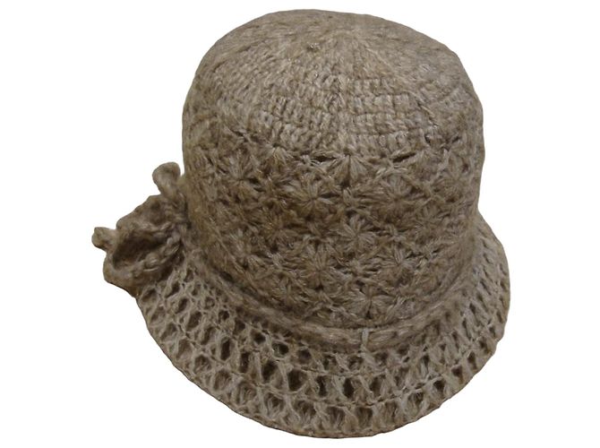 inconnue Chapéu de Lã e Crochet Cor Cru