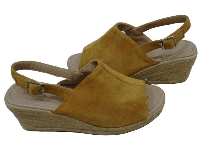 Autre Marque Sandali Zeppa Espadrillas in Camoscio e Juta