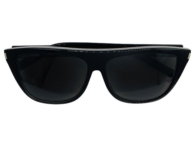 Autre Marque Saint Laurent Black / White Square Acetate Frame Two-Tone Shield Frame Sunglasses