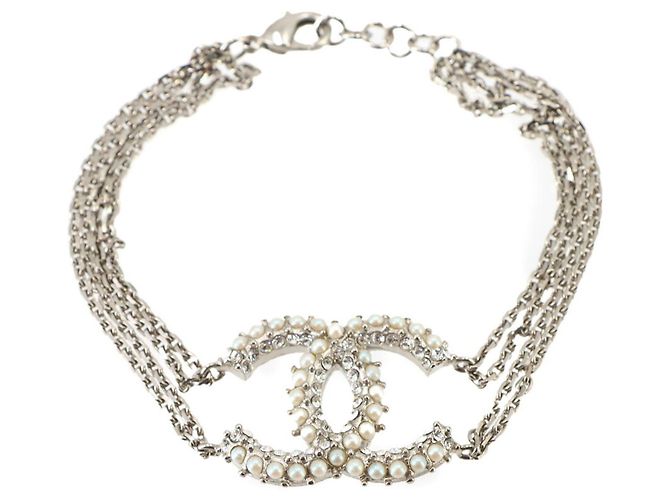 Chanel Coco Mark Armband mit Kunstperlen und Strass