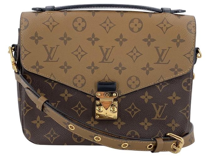 Louis Vuitton Borsa a tracolla Metis Monogram Reverse in tela marrone e beige