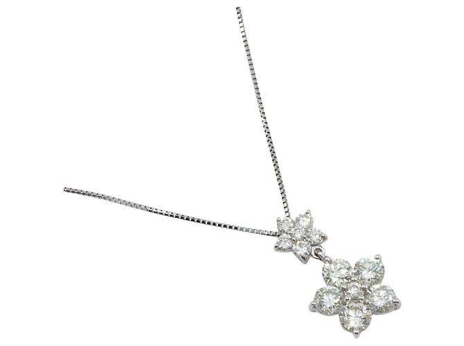 Autre Marque Platin-Diamant-Blumenhalskette