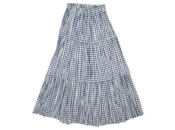 Autre Marque RockMount Langer Rock aus Polyester-Baumwolle mit Gingham-Karo