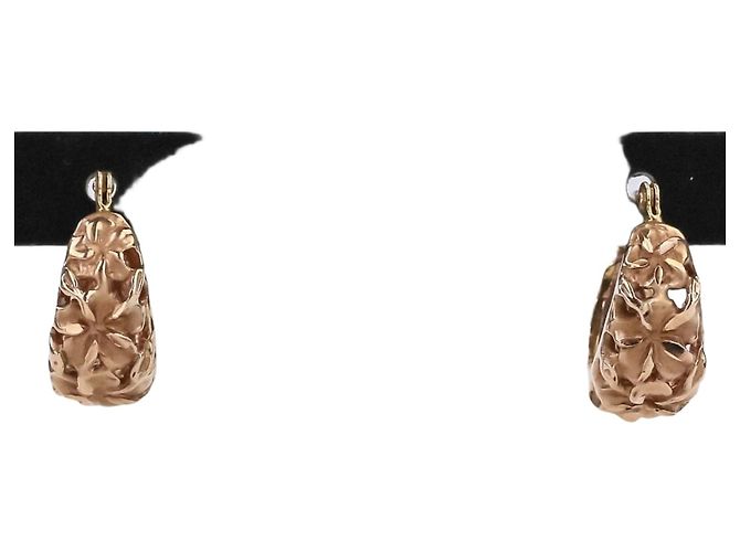 Autre Marque Pendientes de aro Plumeria 14K