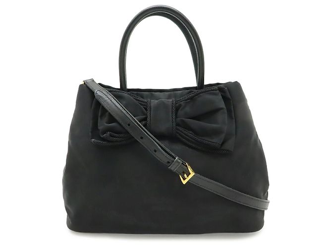 Borsa 2way in nylon jacquard con logo Prada