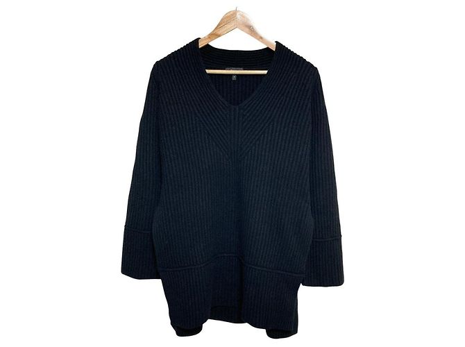 Theory V-Ausschnitt Strickpullover mit Seitenschlitzen