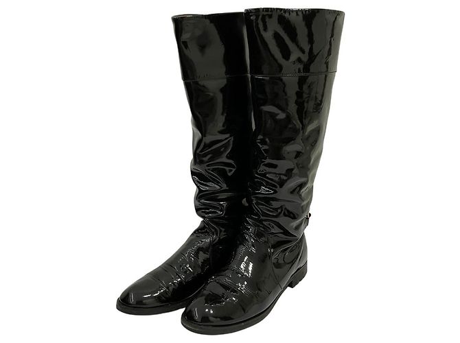 Bottes longues en cuir verni Marc Jacobs