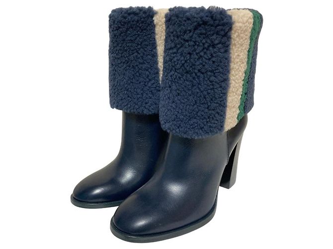 Botas de couro e shearling Tory Burch