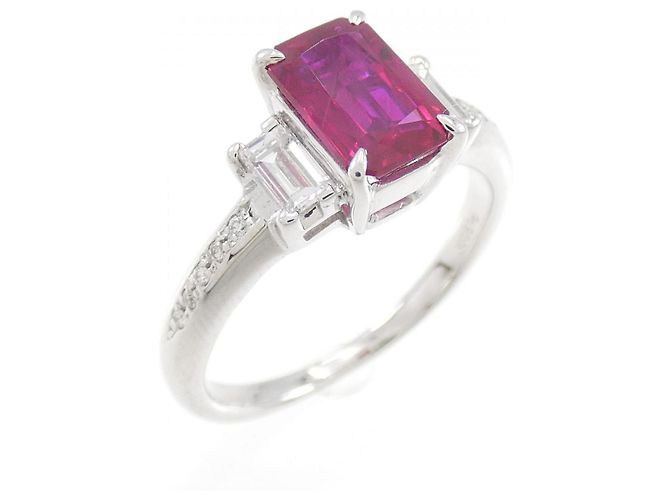 Autre Marque PT900 Rubin-Diamant-Ring