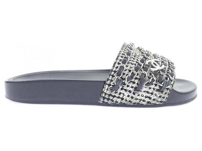 Chanel Tweed Mule Sandals