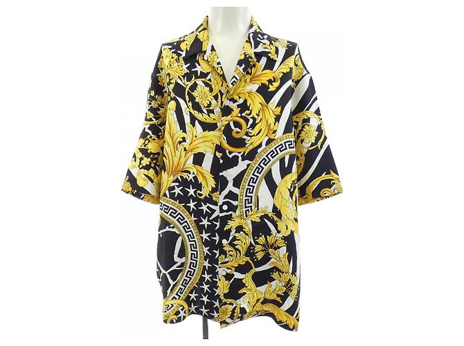 Camicia a maniche corte in seta Versace
