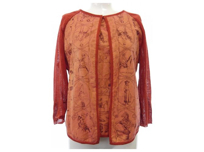 Hermès Conjunto Top em Twill de Lã, Algodão, Linho e Viscose