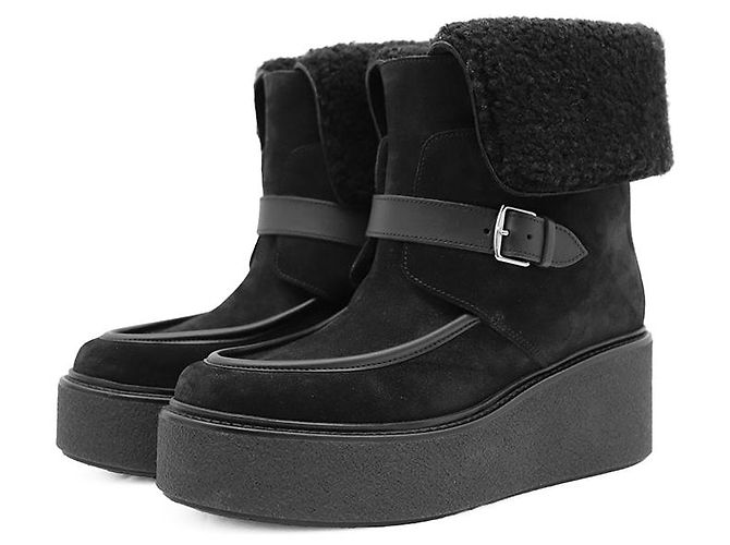 Hermès Bottes Hemisphere en daim et shearling Hermes