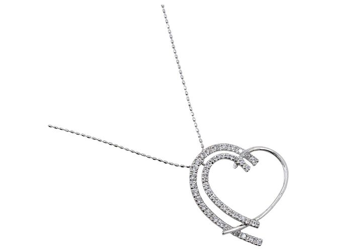 Autre Marque Collar de oro blanco K14 con diamantes