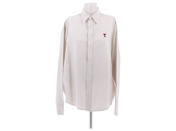 Camisa Ami de rayas blanca de algodón