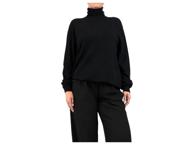 Autre Marque Rollkragenpullover aus Wollstrick in Marineblau - size L