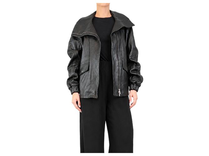 Autre Marque Schwarze Lederjacke - Größe UK 10