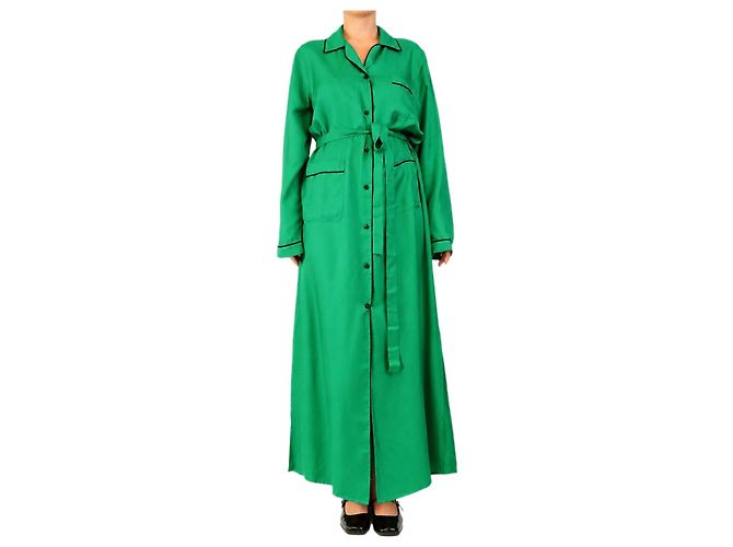 Prada Vestido de seda con cinturón verde - talla UK 12