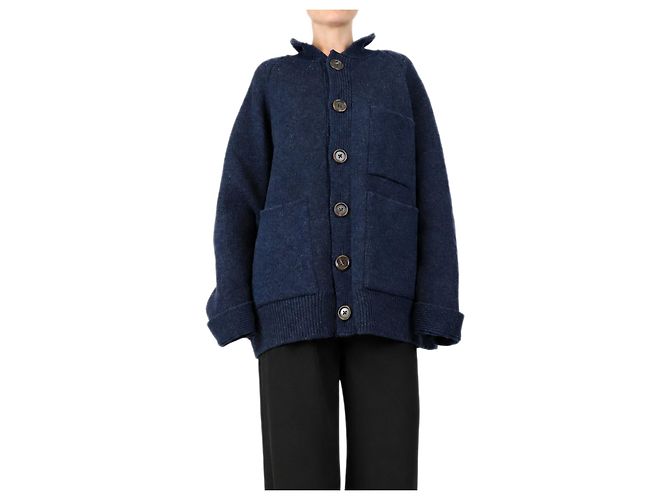 Autre Marque Blauer schwerer Wollcardigan - Größe M