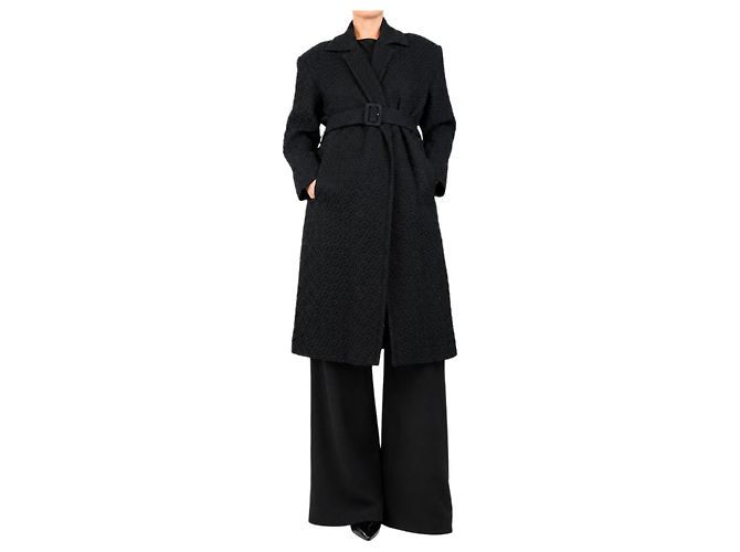 Dries Van Noten Cappotto jacquard nero e blu navy - size M