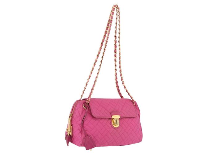 PRADA Bolsa de Ombro com Corrente Nylon Pink Gold