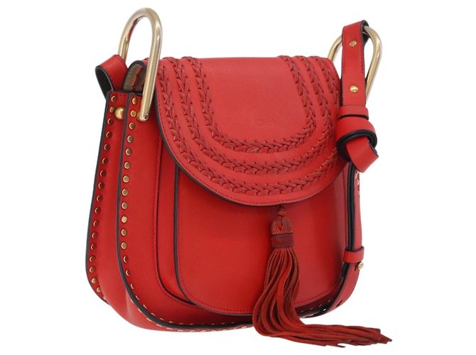Chloé Bolsa de Ombro Chloe em Couro Vermelho e Dourado