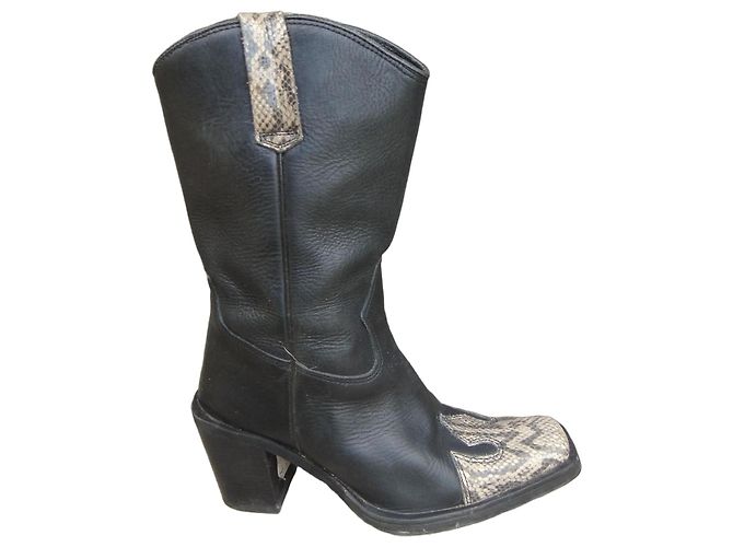 Autre Marque Bottes en cuir imprimé python Bianco Footwear