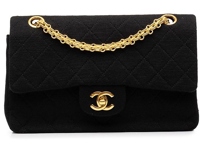 Chanel Black Small Classic Jersey Double Flap