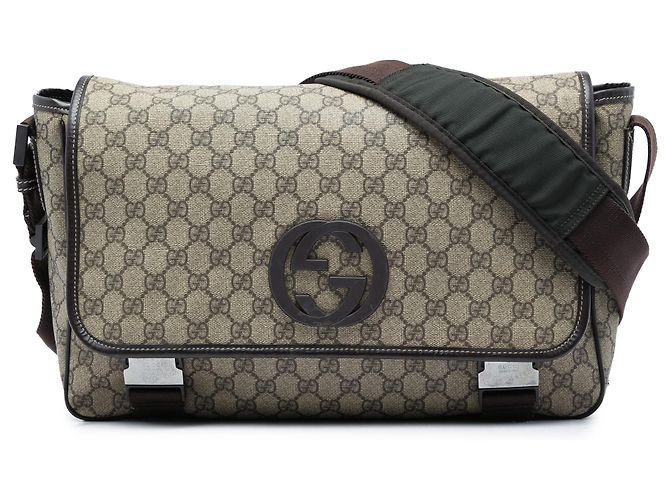 Borsa a tracolla Gucci Beige GG Supreme Interlocking G