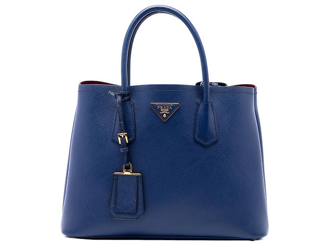 Bolso Prada Blue Medium Saffiano Cuir Double Handle Satchel