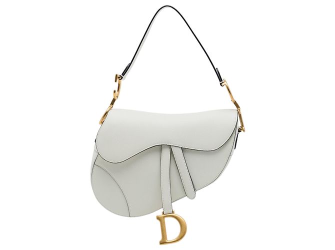Bolsa Saddle Dior em pele de vitelo granulada branca