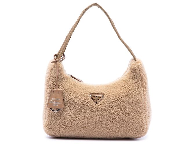 Re-Edition Borsa a tracolla Prada Mini Shearling Re Edition 2000 Marrone