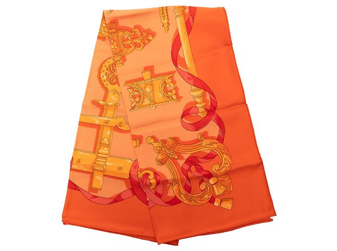 Pañuelo de seda Hermès Orange Ferronnerie 90