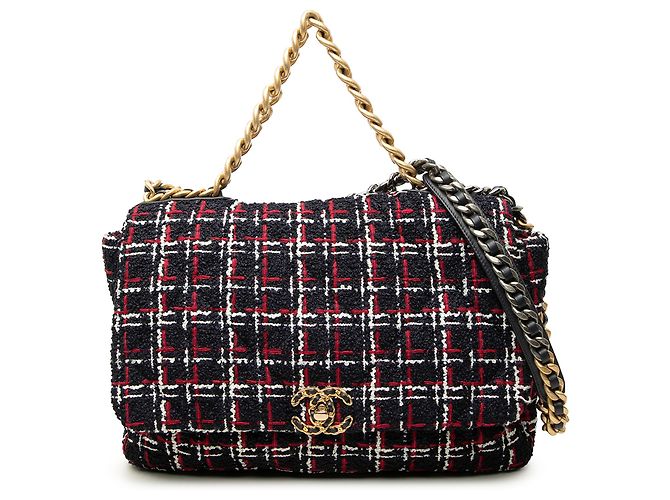 Chanel Blue Maxi Tweed 19 Flap