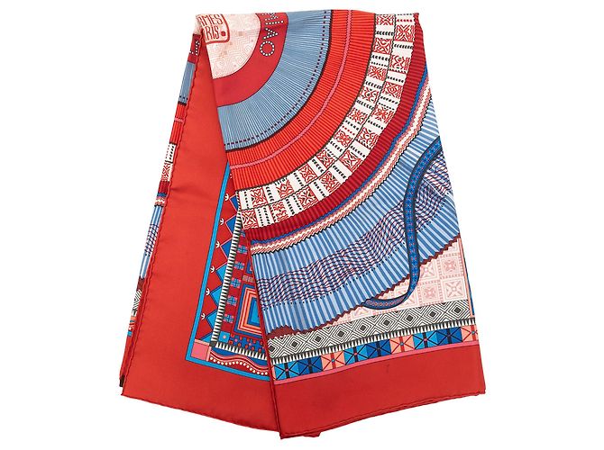 Pañuelo de seda Hermès Red Cent Plis De Miao 90